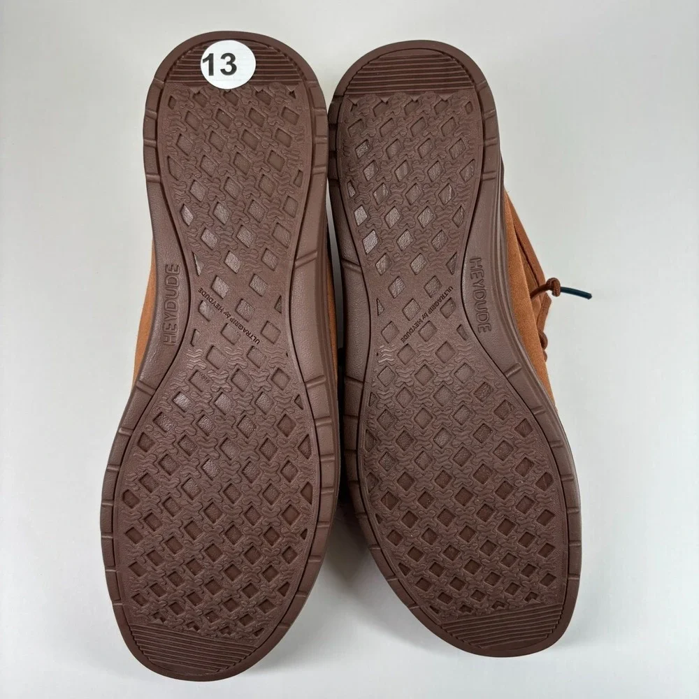 HEYDUDE Wally Mid GripR Warmth Men's‎ 13 Brown Suede Faux-Shearling Chukka Boots